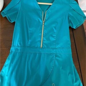 Teal Jaanuu XS Zippered Scrub Set